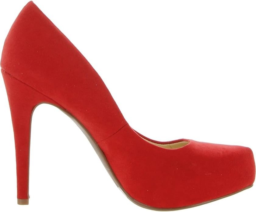 Platform Pump Slip on Heel measures approximately 4.5" Platform measures approximately .8" Made of faux leather, faux suede, patent, or textile uppers