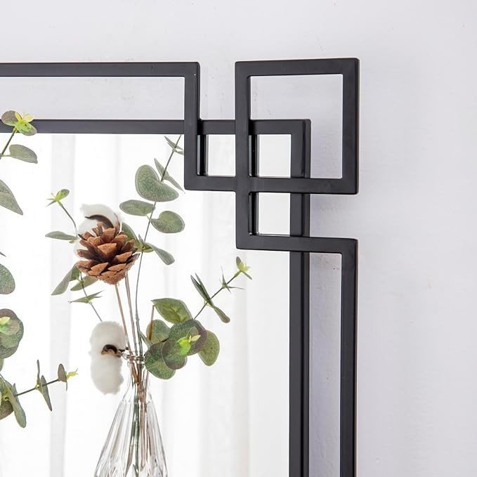Autdot Black Mirror for Wall Decorative, 36''X24'' Modern Living Room Mirror with Metal Frame, Large Wall Mirror for Bathroom, Entryway, Dining Room